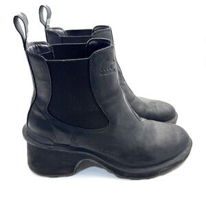 Sorel Hi-Line Heel Chelsea Womens Boots Black Sea Salt Waterproof US 10 GUC